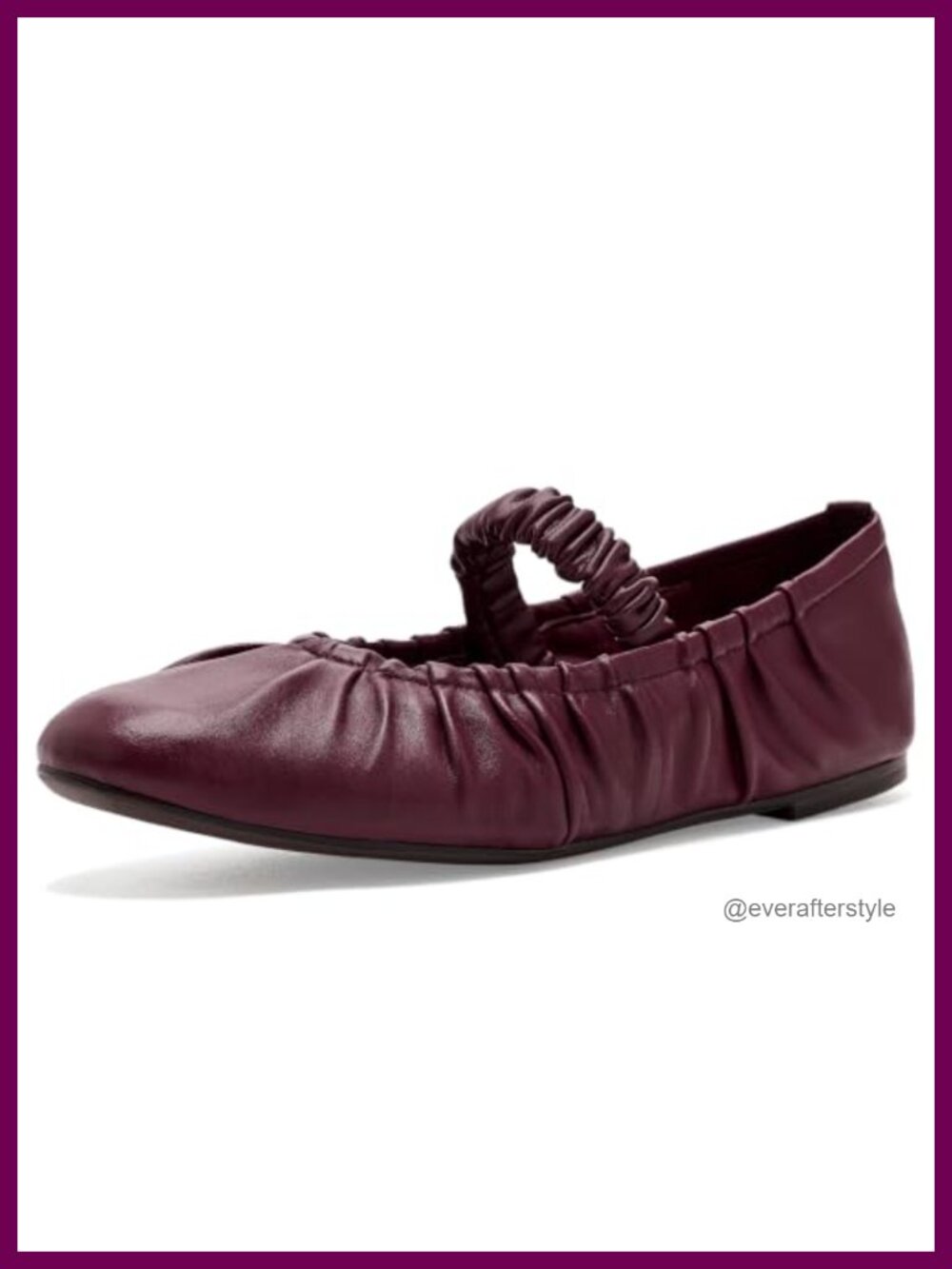 Mary Jane Ballet Flat Scrunched Leather Rounded Toe Slip-On Everyday